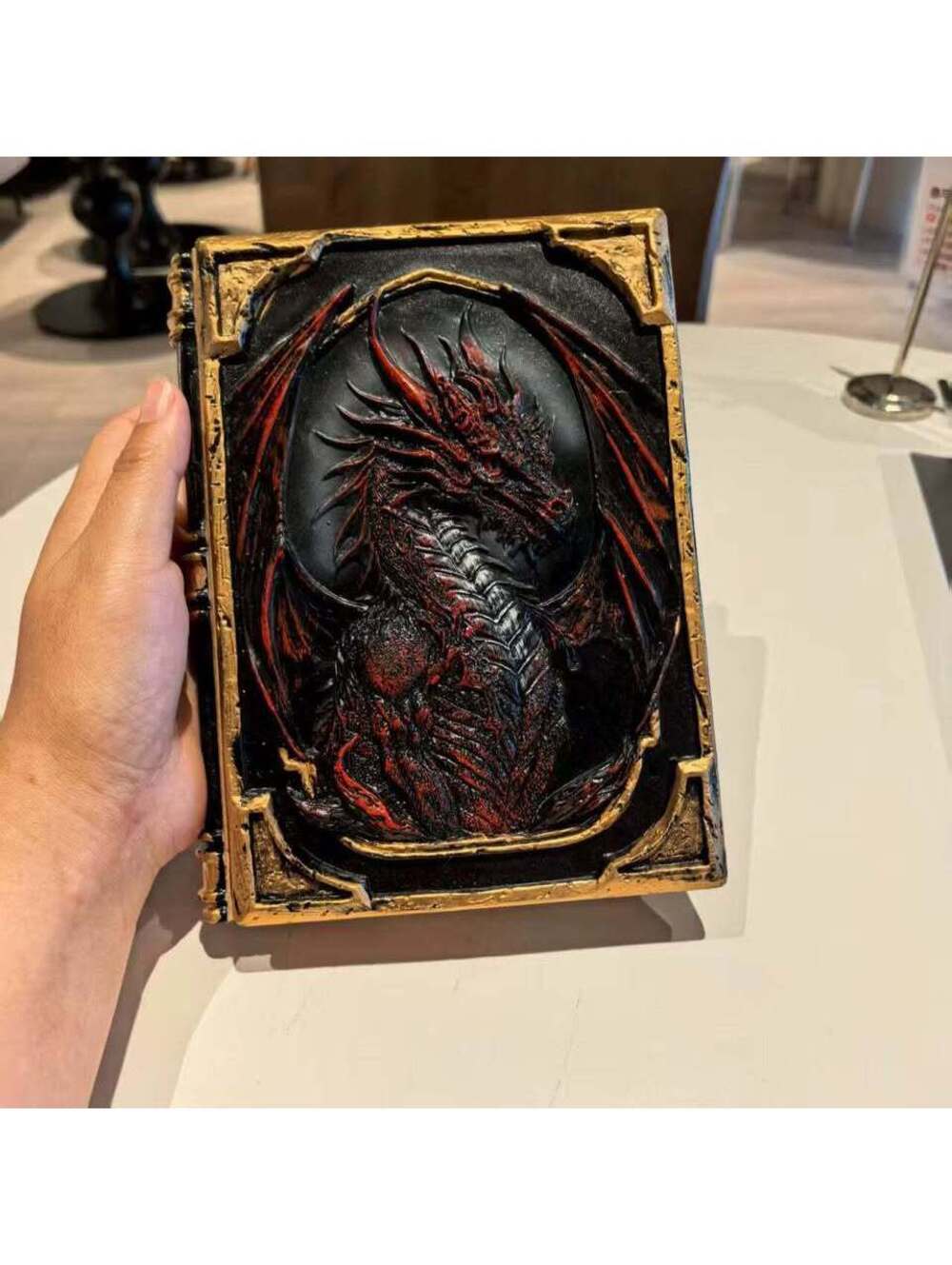 3D Dragon Resin Journal Red – Gothic Embossed Notebook & Fantasy RPG Spellbook